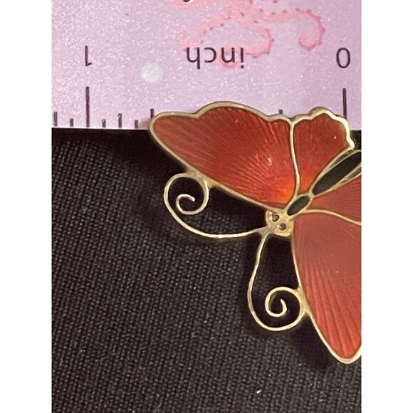 Vintage D-A David Andersen Norway Red Sterling 925 Silver Butterfly Pin Brooch - Picture 10 of 14